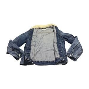Unveil Sherpa Collar Denim Trucker Jacket Medium Blue Wash Fleece Lined